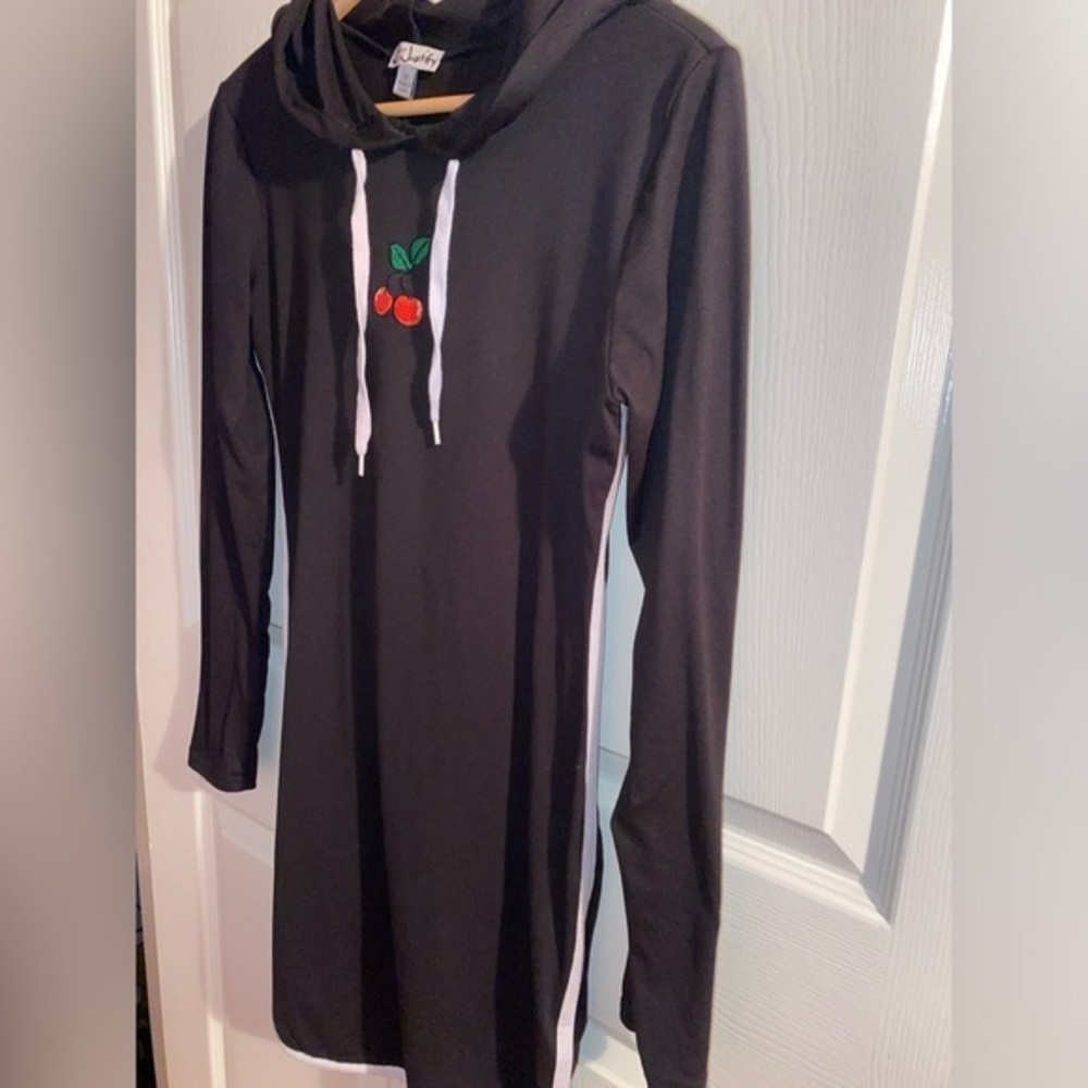 Cherry Hoodie Dress Black with Cherry Embroidery 🍒